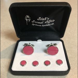 Hot Pink Studs & Cuff Link Set